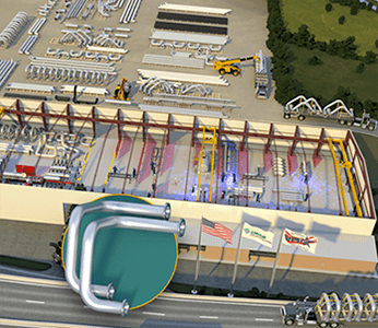 Illustration of an overhead view of Manufacturing Fabrication services